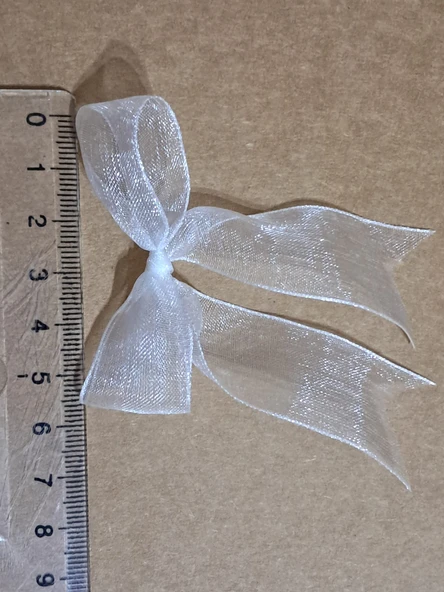 Pratikbox Fiyonk / Tül 2cm'lik / Hediyelik / Süsleme / BEYAZ Renk / 50 Adet - Resim 2