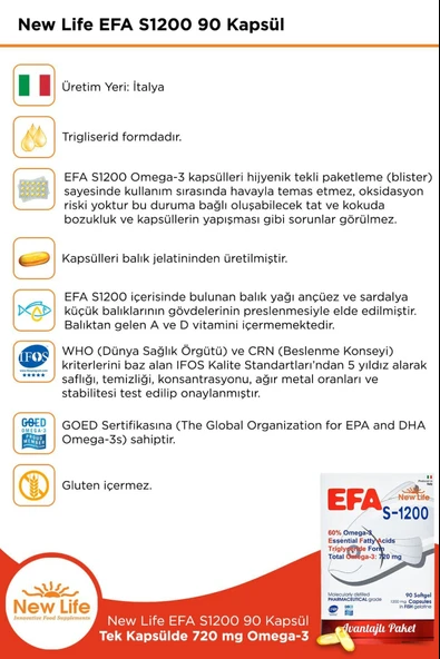 New Life Efa S-1200 Omega-3 90 Kapsül 2 Adet - Resim 3