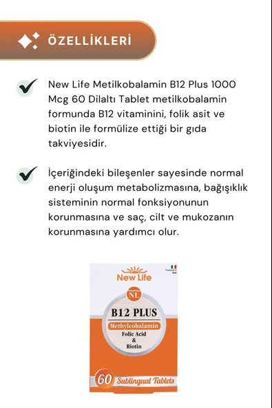 New Life B12 Plus 60 Tablet 5 Adet - Resim 2