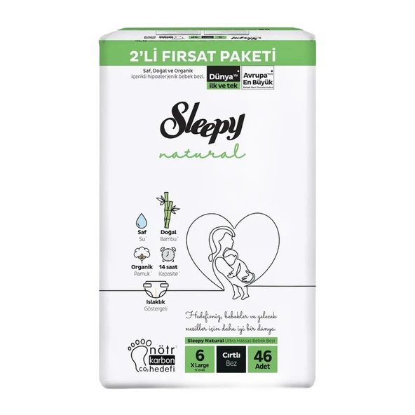 Sleepy Çocuk Bezi Natural 2'li Fırsat 6 Xl 46'li ürün görseli