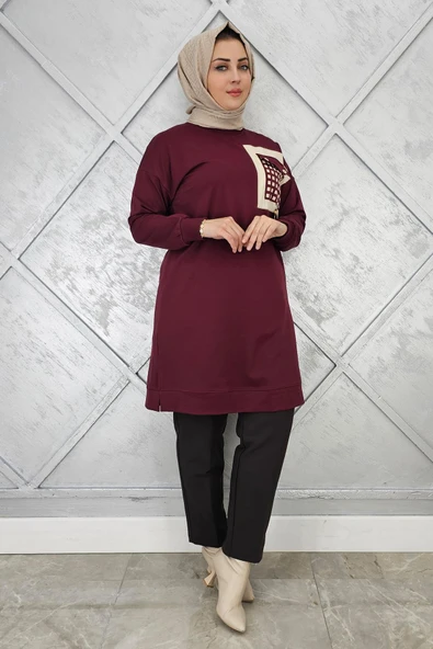 KADIN CEBİ KOMBİN VE AKSESUAR DETAYLI TESETTÜR TUNİK ürün görseli