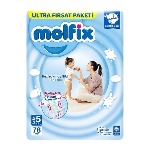 Molfix Bebek Bezi 5 Beden Junior 78'li ürün görseli