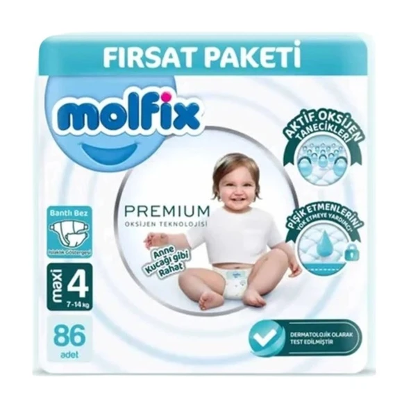 Molfix Bebek Bezi Premium 4 Numara Maxi 86'lı ürün görseli