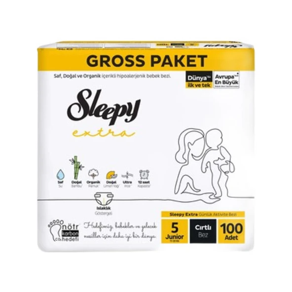 Sleepy Bebek Bezi Ekstra 5 Numara Cırtlı Bez 100 Adet ürün görseli
