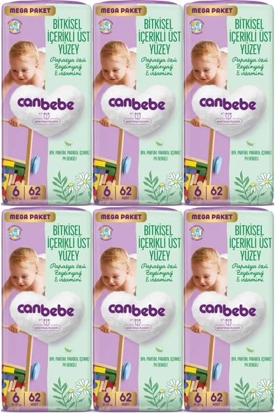 Canbebe Bebek Bezi Beden:6 (15-27KG) Exstra Large 372 Adet Mega Ekstra Fırsat Pk ürün görseli 1