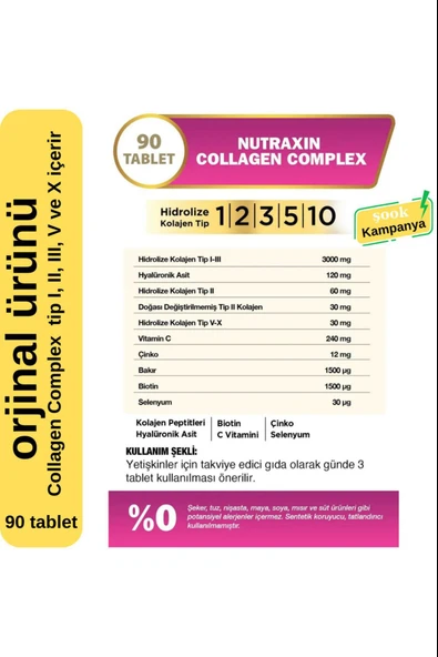Nutraxin Collagen Beauty Complex 90 Tablet 3 Adet - Resim 3