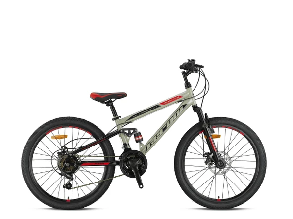 HUNTER - 24" - MTB - 14.5' - 21 Vites - M.Disc - Bej-Siyah/Kırmızı ürün görseli