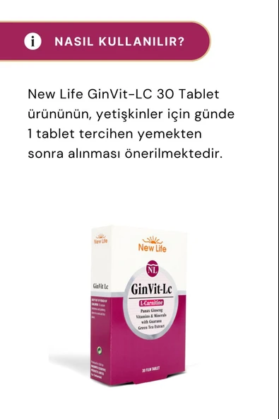 New Life GinVit-Lc L- Carnitine 30 Film Tablet 4 Adet - Resim 4