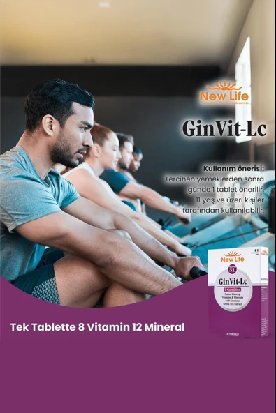 New Life GinVit-Lc L- Carnitine 30 Film Tablet 2 Adet - Resim 2