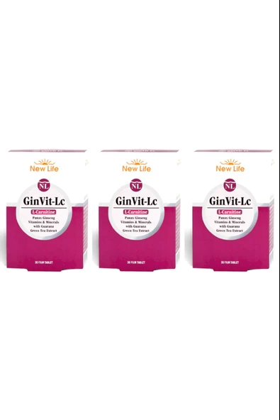 New Life GinVit-Lc L- Carnitine 30 Film Tablet 3 Adet ürün görseli