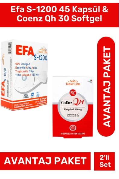 New Life Efa S-1200 45 Kapsül & Coenz Qh 30 Softgel ürün görseli