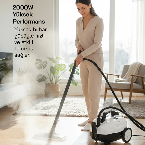 Sinbo 2000W 5 Bar Yüksek Basınçlı 2 Litre 15 Başlıklı 110 Derece Profesyonel Buharlı Temizleyici SSC-6428 - Resim 3