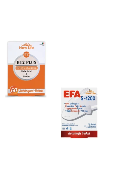 New Life B12 Plus 60 Tablet + Efa S-1200 90 Kapsül ürün görseli
