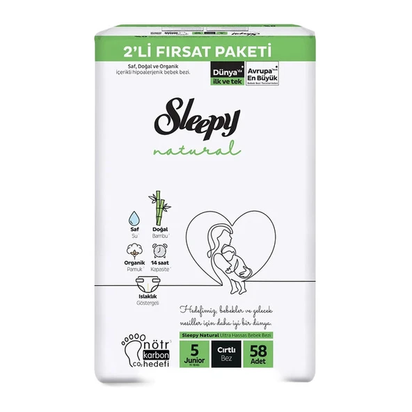 Sleepy Çocuk Bezi Natural 2'li Fırsat 5 Junior 58'li ürün görseli