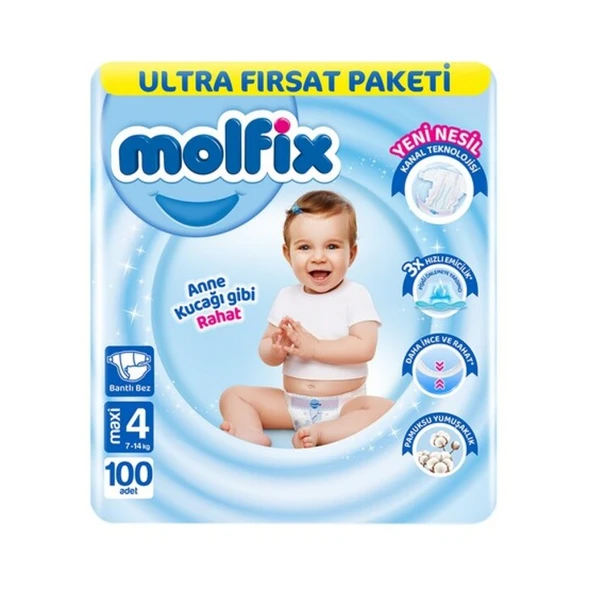 Molfix Bebek Bezi Ultra Firsat Paketi 4 Numara Maxi 100'lü ürün görseli 1