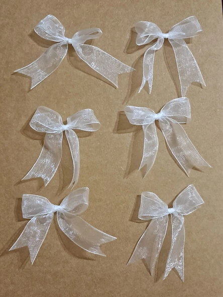 Pratikbox Fiyonk / Tül 2cm'lik / Hediyelik / Süsleme / BEYAZ Renk / 50 Adet - Resim 3