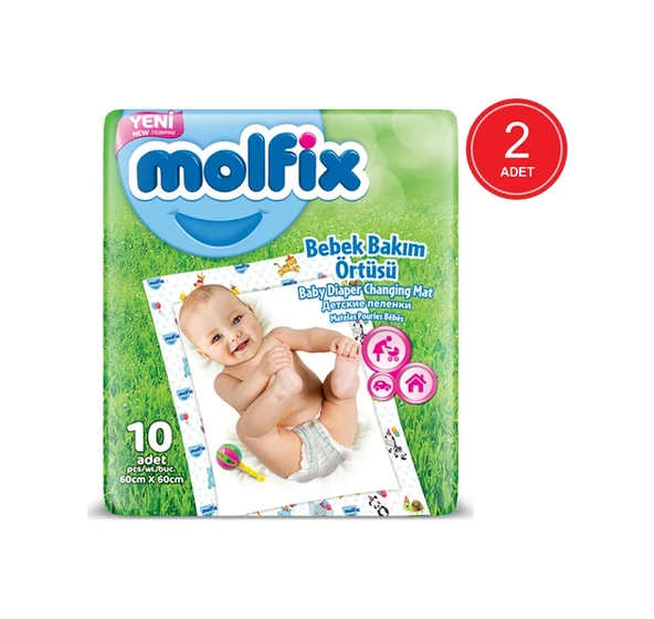Molfix Bebek Bakım Örtüsü 60 x 60 CM 2 x 10 Adet Çok Renkli ürün görseli 1
