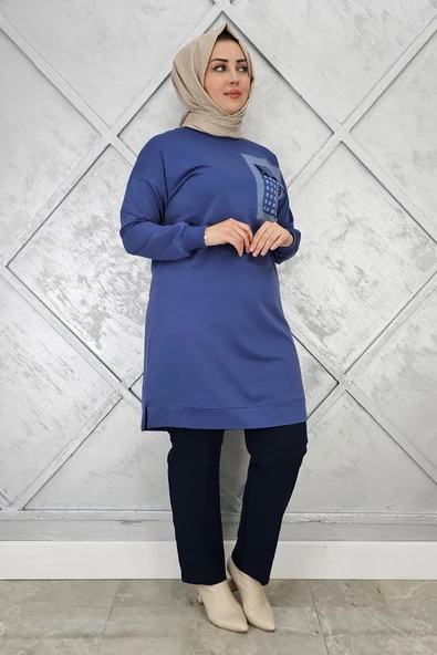 KADIN CEBİ KOMBİN VE AKSESUAR DETAYLI TESETTÜR TUNİK - Resim 4