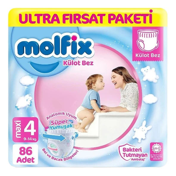 Molfix Ultra Fırsat Paketi Kilotlu Bebek Bezi 4 Numara 86 Adet ürün görseli