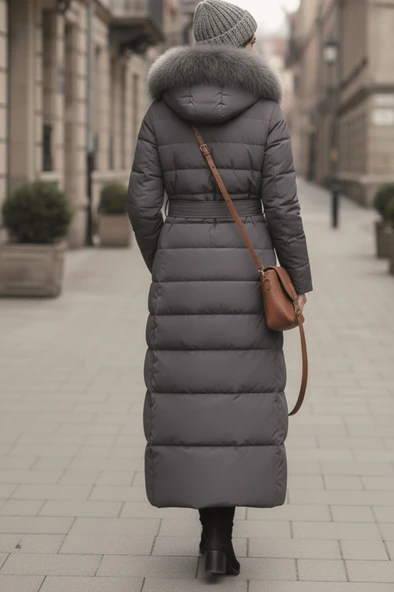 Günlük Kışlık Tam Boy Şişme Kadın Tesettür Mont - Resim 2