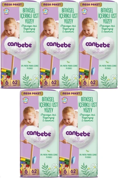 Canbebe Bebek Bezi Beden:6 (15-27KG) Exstra Large 310 Adet Mega Fırsat Pk ürün görseli 1