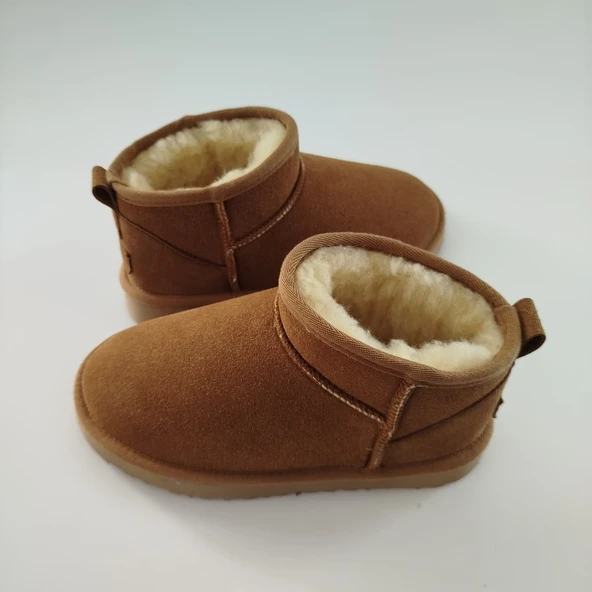 HAKİKİ SÜET DERİ KÜRKLÜ İNCE TABAN KADIN BOT TABA - Resim 7