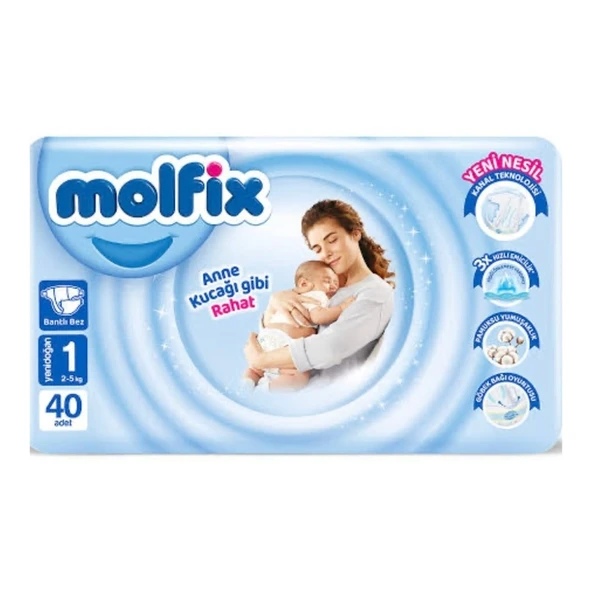 Molfix Bebek Bezi 3d Yenidoğan 1 Numara 2-5 Kg 40 Adet ürün görseli