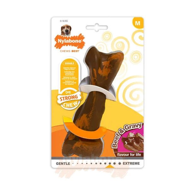 833154-Nylabone Biftek ve Gravy Sos Aromalı Köpek Çiğneme Kemiği M 16 Cm ürün görseli 1