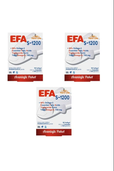 New Life Efa S-1200 Omega-3 90 Kapsül 3 Adet ürün görseli