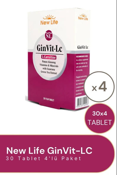 New Life GinVit-Lc L- Carnitine 30 Film Tablet 4 Adet ürün görseli