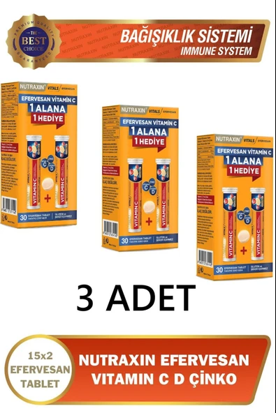 Nutraxin C D Zinc Efervesan 2 Al 1 Öde 30 Tablet 3 Adet ürün görseli