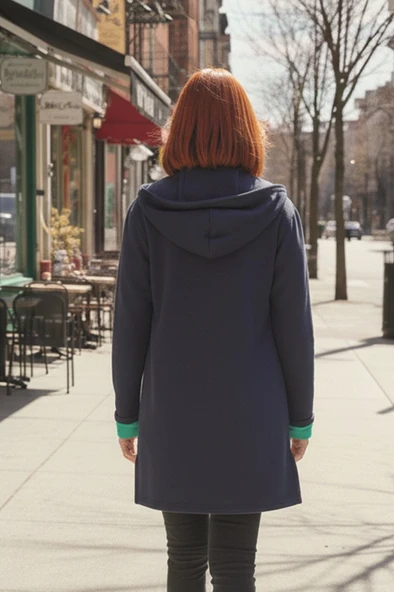 Günlük Renkli Kapüşonlu Spor Kadın Ceket - Resim 2