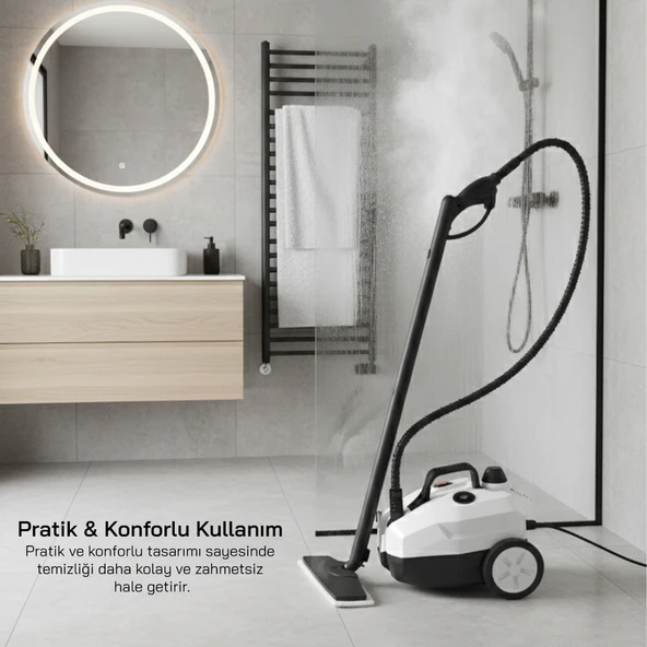 Sinbo 2000W 5 Bar Yüksek Basınçlı 2 Litre 15 Başlıklı 110 Derece Profesyonel Buharlı Temizleyici SSC-6428 - Resim 6