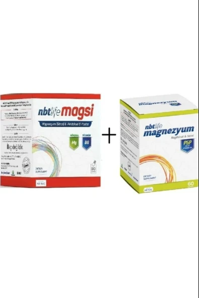 Nbt Magnezyum P5P B6 60 Kapsül ve Nbt Life Magsi 90 Kapsül ürün görseli