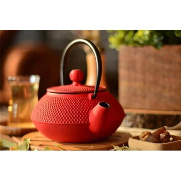 Taşev Linden Sümbül 750 ml Döküm Demlik Kırmızı - Resim 2