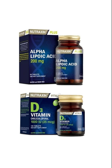 Nutraxin Özel Destek Alpha Lipoic Acid 200 Mg 60 Tablet + D3 Vitamini 120 Tablet ürün görseli