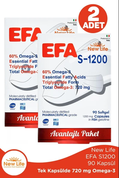New Life Efa S-1200 Omega-3 90 Kapsül 2 Adet ürün görseli