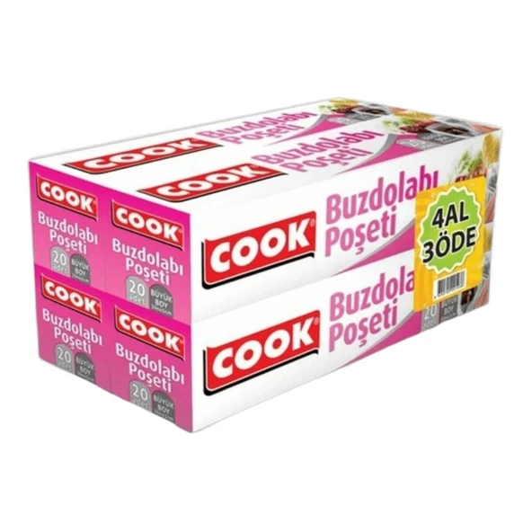 Cook Buzdolabı Poşeti Büyük Boy 4'lü ürün görseli 1