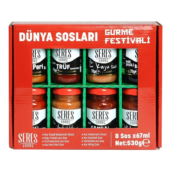 Seres Foods Dünya Sosları Seti-2 Kırmızı Set Cam Kavanoz 8x67 Ml ürün görseli