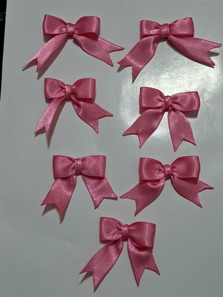 Pratikbox Fiyonk / Saten 2cm'lik / Hediyelik / Süsleme / Nişan/ Pembe Renk / 35 Adet / Arkası Silikonlu - Resim 4