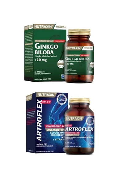 Nutraxin Ginkgo Biloba 60 Tablet + Hya C-ıı Glukozamin Serisi 90 Tablet ürün görseli