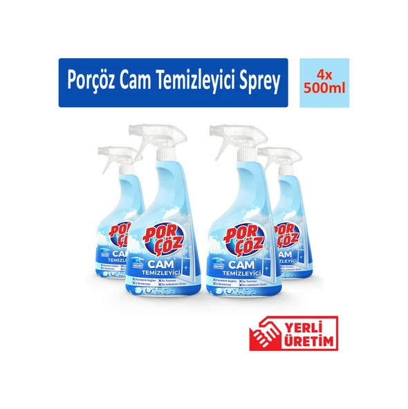 Porçöz Cam Temizleyici Sprey 4 x 500 ML ürün görseli