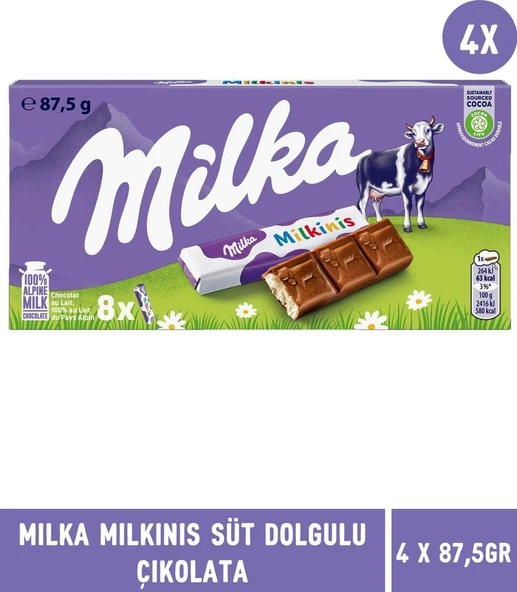 Milka Milkinis Süt Dolgulu Çikolata 4 x 87.5 G ürün görseli