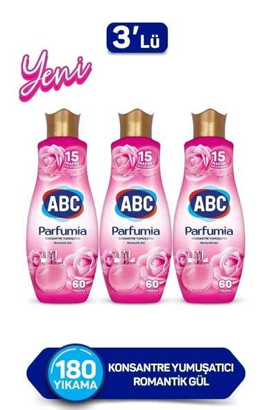 ABC Parfumia Konsantre Çamaşır Yumuşatıcısı Romantik Gül 3 X 1440 ml ürün görseli 1