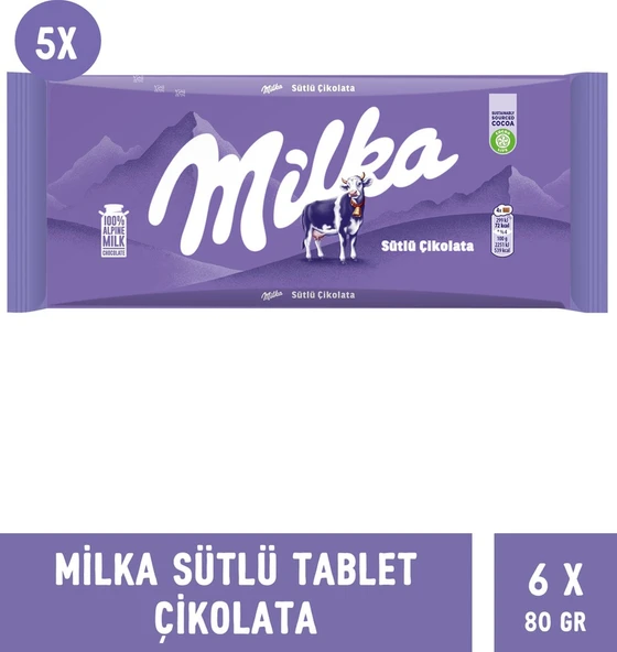 Milka Sütlü Tablet Çikolata 6 x 80 G ürün görseli