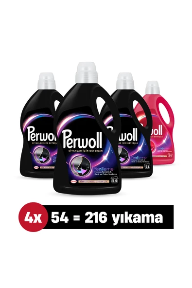 Perwoll Hassas Bakım Sıvı Çamaşır Deterjanı 2.97L 4'lü set : x3 Siyah, x1 Renkli ürün görseli 1