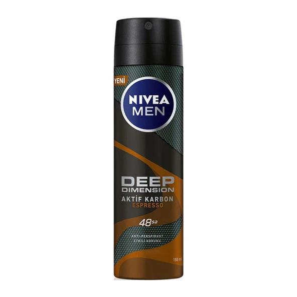 NIVEA MEN Deep Dimension Aktif Karbon Espresso Deodorant Sprey 150 Ml ürün görseli 1