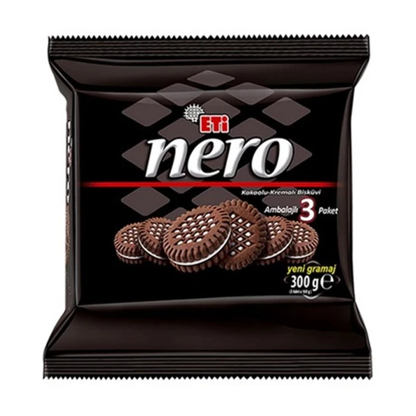 Eti Nero Kakaolu Kremalı Bisküvi 3'lü 300 Gr ürün görseli