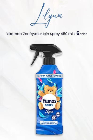 Yumoş Sprey Yıkaması Zor Eşyalar Için Lilyum 450 ml x 6 Adet ürün görseli