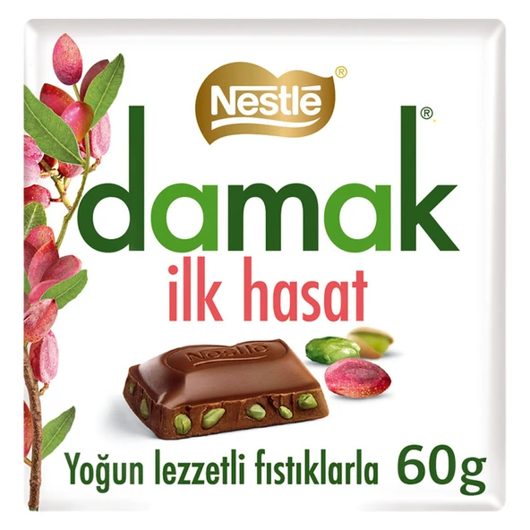 Nestle Çikolata Damak Antep Fıstıklı Sütlü İlk Hasat 60 Gr ürün görseli